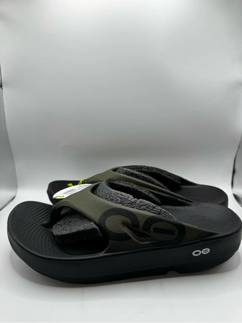 Oofos Men's Tactical Green & Black Cushioned Slide Sandals